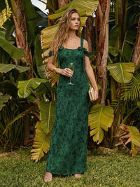 Floral Spaghetti Straps Ruffles Bridesmaid Dresses