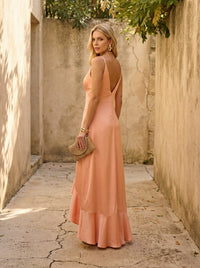 Spaghetti Straps Satin Ruffles Bridesmaid Dresses