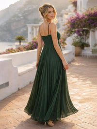 Spaghetti Straps Chiffon Bridesmaid Dresses with Pleats
