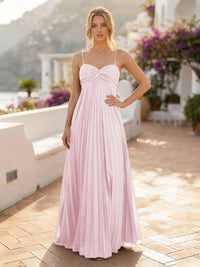 Spaghetti Straps Chiffon Bridesmaid Dresses with Pleats