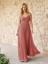 Spaghetti Straps Pleated Chiffon Bridesmaid Dresses