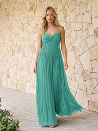 Spaghetti Straps Pleated Chiffon Bridesmaid Dresses