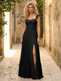 Spaghetti Straps Ruffles Chiffon Bridesmaid Dresses
