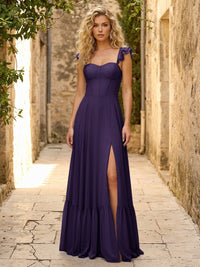 Spaghetti Straps Ruffles Chiffon Bridesmaid Dresses