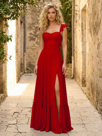 Spaghetti Straps Ruffles Chiffon Bridesmaid Dresses