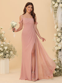 Spaghetti Straps Chiffon Bridesmaid Dresses with Slit