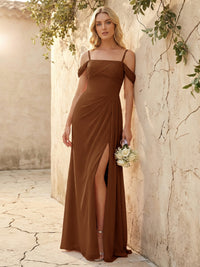Spaghetti Straps Chiffon Bridesmaid Dresses with Slit