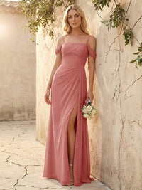 Spaghetti Straps Chiffon Bridesmaid Dresses with Slit