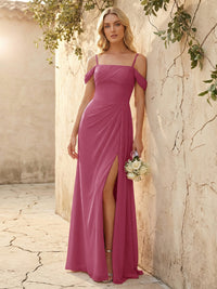 Spaghetti Straps Chiffon Bridesmaid Dresses with Slit