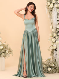 Spaghetti Straps Satin Pleated Bridesmaid Dresses