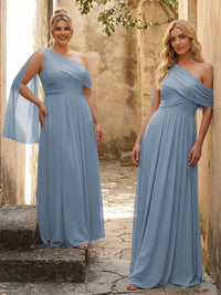 One Shoulder Chiffon Bridesmaid Dresses Maxi Dresses