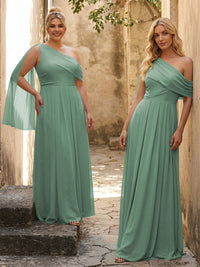 One Shoulder Chiffon Bridesmaid Dresses Maxi Dresses