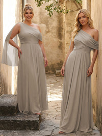 One Shoulder Chiffon Bridesmaid Dresses Maxi Dresses