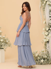 Spaghetti Straps Chiffon Pleated Layered Bridesmaid Dresses