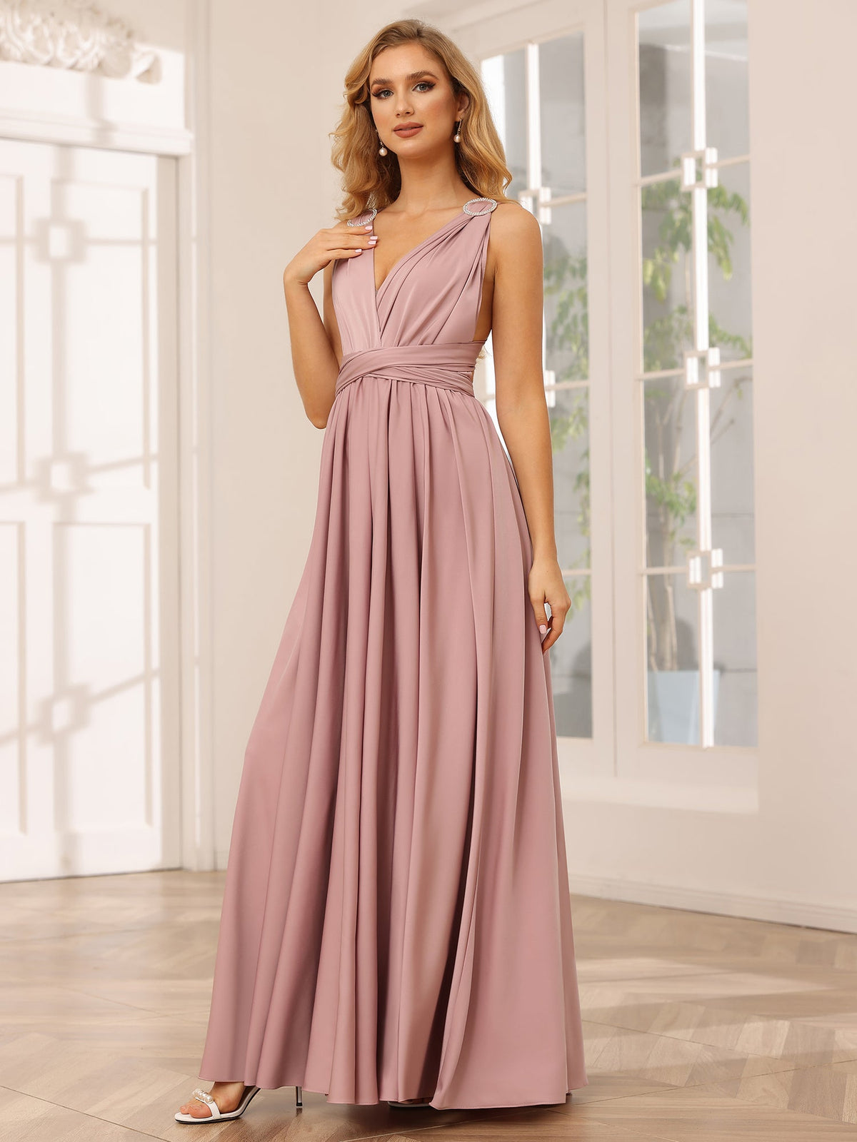 Elegant Chiffon A Line Sleeveless Pleated Multi-Style Bridesmaid Dresses