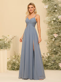 Spaghetti Straps Chiffon Bridesmaid Dresses with Slit
