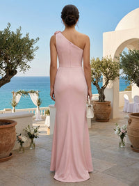 Satin Mermaid One Shoulder Floor Length Bridesmaid Dresses