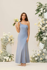 One Shoulder Satin Corset Mermaid Bridesmaid Dresses