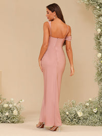 Chiffon Cowl Neck Pleated Corset Bridesmaid Dresses