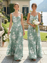 Spaghetti Straps Chiffon Pleated Bridesmaid Dresses